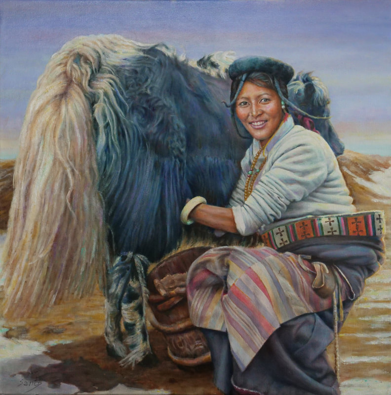 Brogpa woman from Bhutan (70 x 70 ctms, oil painting)